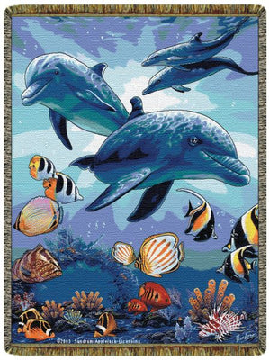 !!! DOLPHINS IN LIGHT TAPESTRY THROW