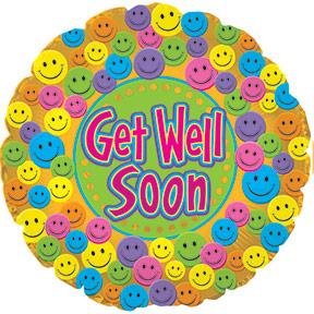BALLOON GET WELL SOON SMILEY 5PC PKG