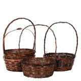 ROUND STAIN FERN GRASS BASKET W/H