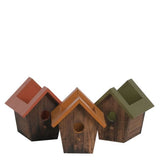 STAINED WOOD BIRDHOUSE PLANTER EACH