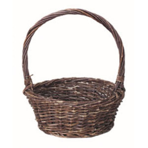 10.5in ROUND RUST WILLOW BASKET W/H