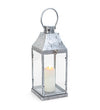 GALVANIZED LANTERN W/GLASS