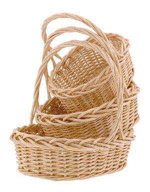 S/3 OVAL NATURAL WILLOW BASKET