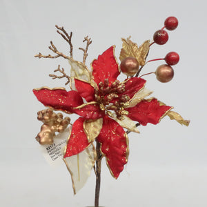 MIXED POINSETTIA PICK RED/GOLD