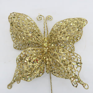 7 GLITTERED BUTTERFLY GOLD 6PC BOX