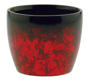 4.5 ROUND BLK/RED MARBLE POT EACH