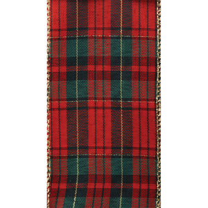 9 WIRED HOLIDAY PLAID 50YD RED/GOLD